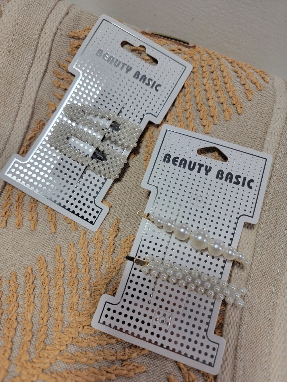 Beauty Basic Pearl Hair Clip Set - Cream/White Faux Pearls